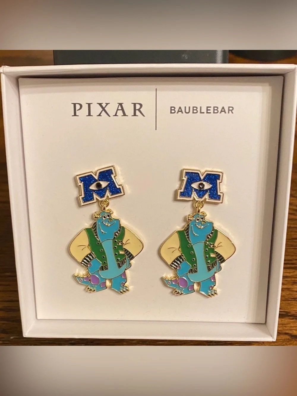 Disney BaubleBar Pixar Monsters University Sulley Earrings MU Dangle NWT Box